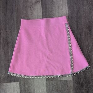 Zara Pink Mini Skirt with Silver Beaded Trim